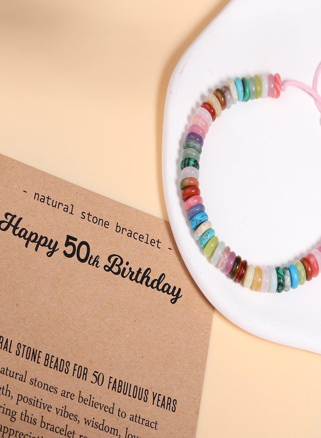 Korotho 50th Birthday Gifts for Women 50 Year Old Birthday Bracelet Gift Ideas, Happy Turning 50th Milestone Bday Best 50 Gifts Natural Crystal Beads Bracelets Jewelry Gifts for Women Mom - Image 2